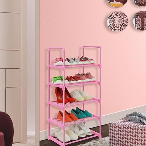 Miniatura 2 de LNYZQUS - Zapatero estrecho para niños estante pequeño de 5 niveles soporte de metal para zapatos apilable y ahorra espacio para dormitorio entrada