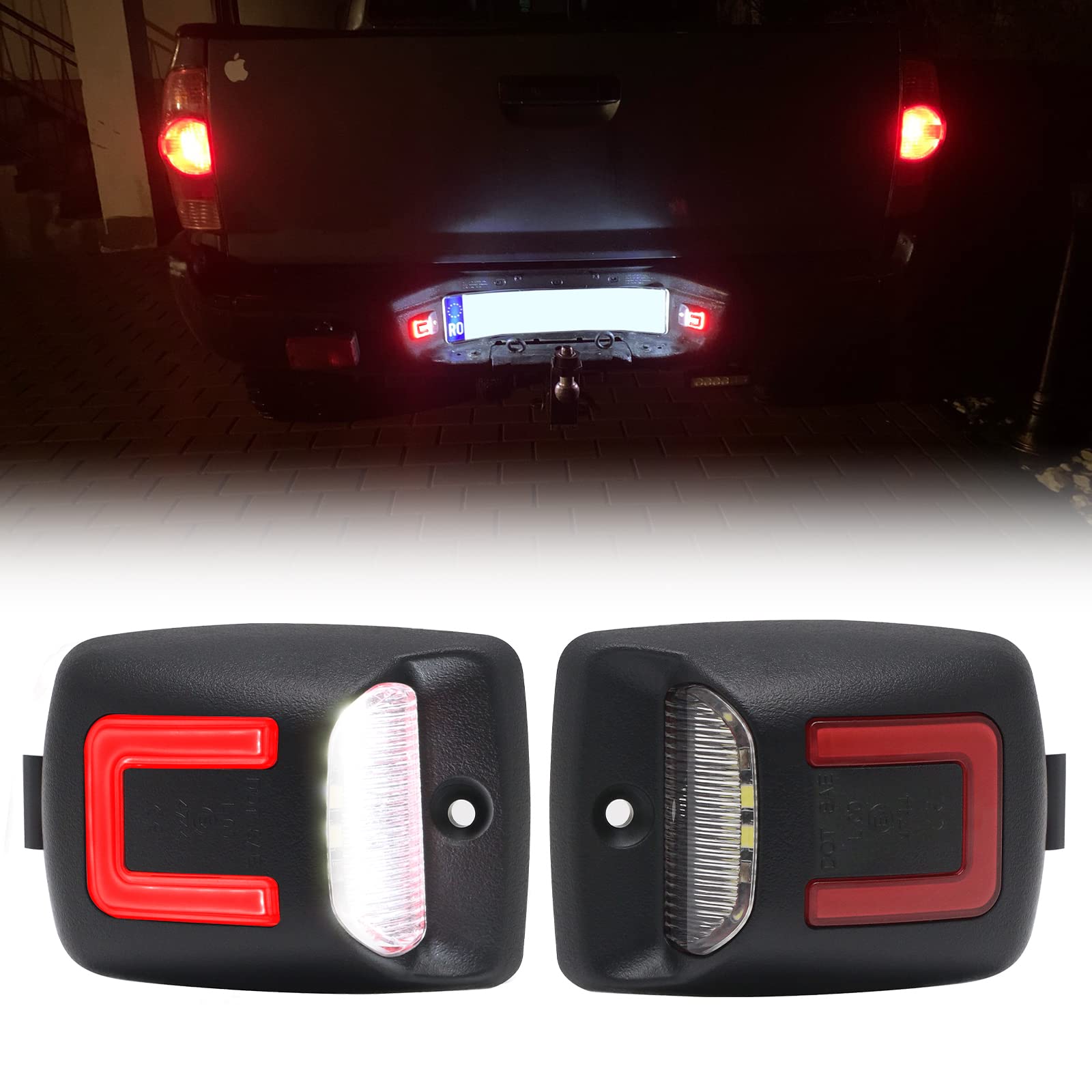 License Plate Lights for 2005-2015 Tacoma Red OLED Neon Tube Tag Lights