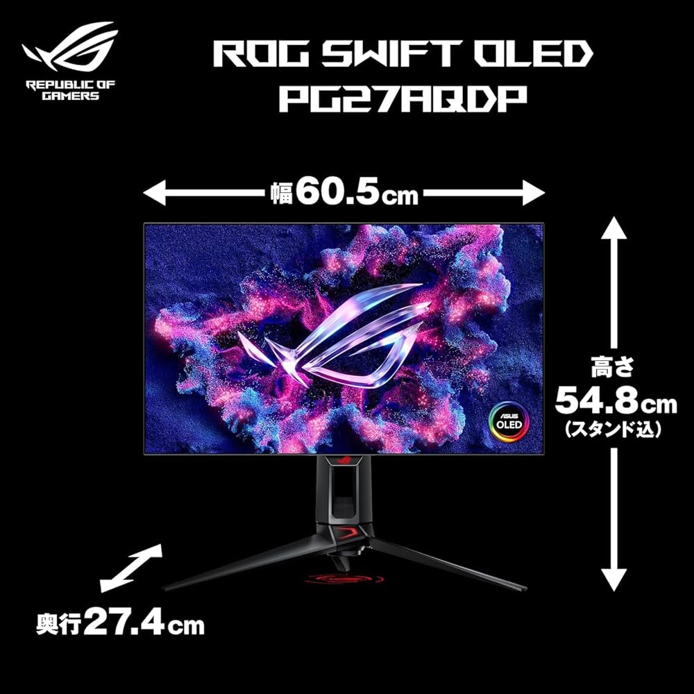 ディスプレイ・モニター本体 ASUS ROG PG27AQDM ROG Swift OLED PG27AQDM | Gaming ゲーミングモニター – ASUS