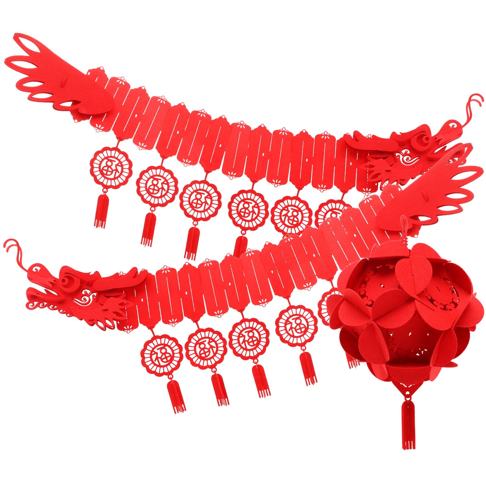 Dragón chino de tela no tejida troquelada adorno colgante rojo