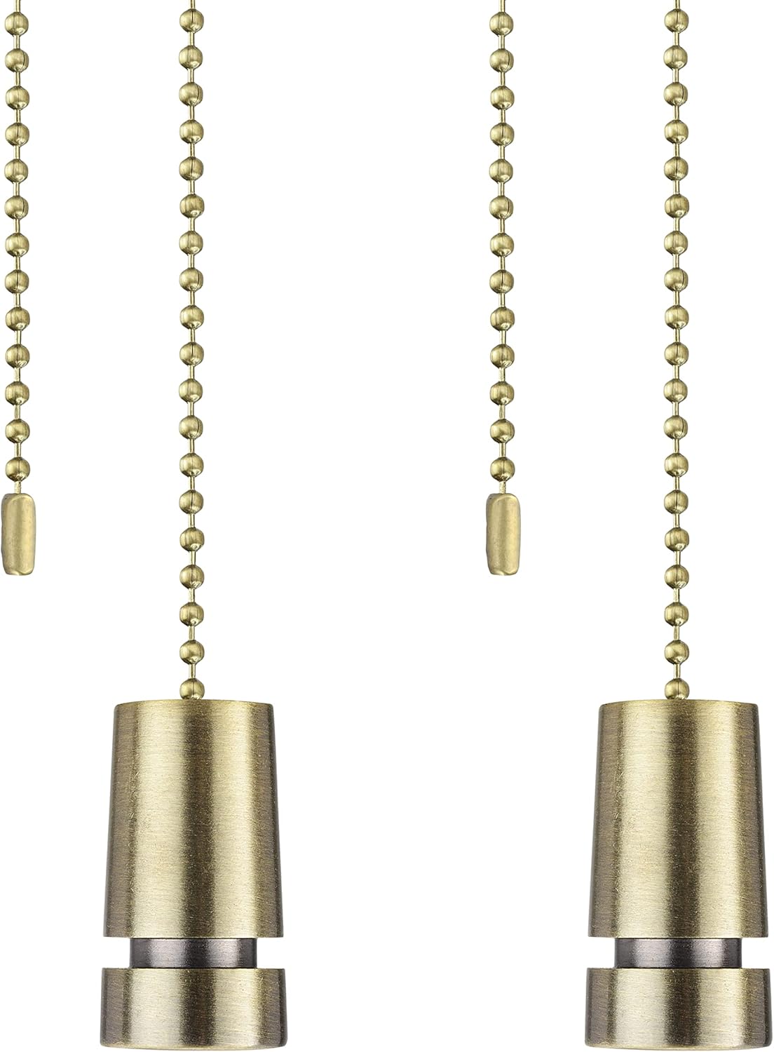 Aspen Creative 20511-42, 12" Ceiling Fan Beaded Solid Steel Decorative Pull Chain/Antique Brass Finish, 2 Pack