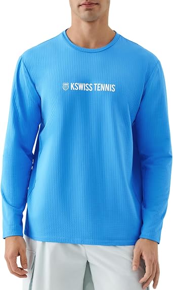 K-Swiss Men's Long Sleeve Pullover - Crew Neck Sweatshirt Casual Lightweight Workout Shirt