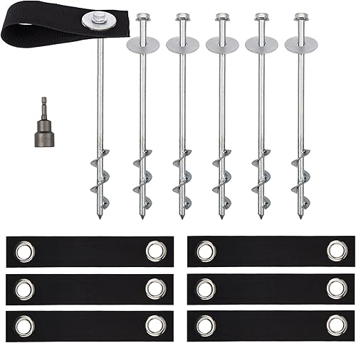 Miniatura 8 de Anclajes de trampolín de alta resistencia - Juego de 4 piezas de 12 pulgadas - Kit de anclaje de trampolín - Estacas de trampolín anclajes de viento