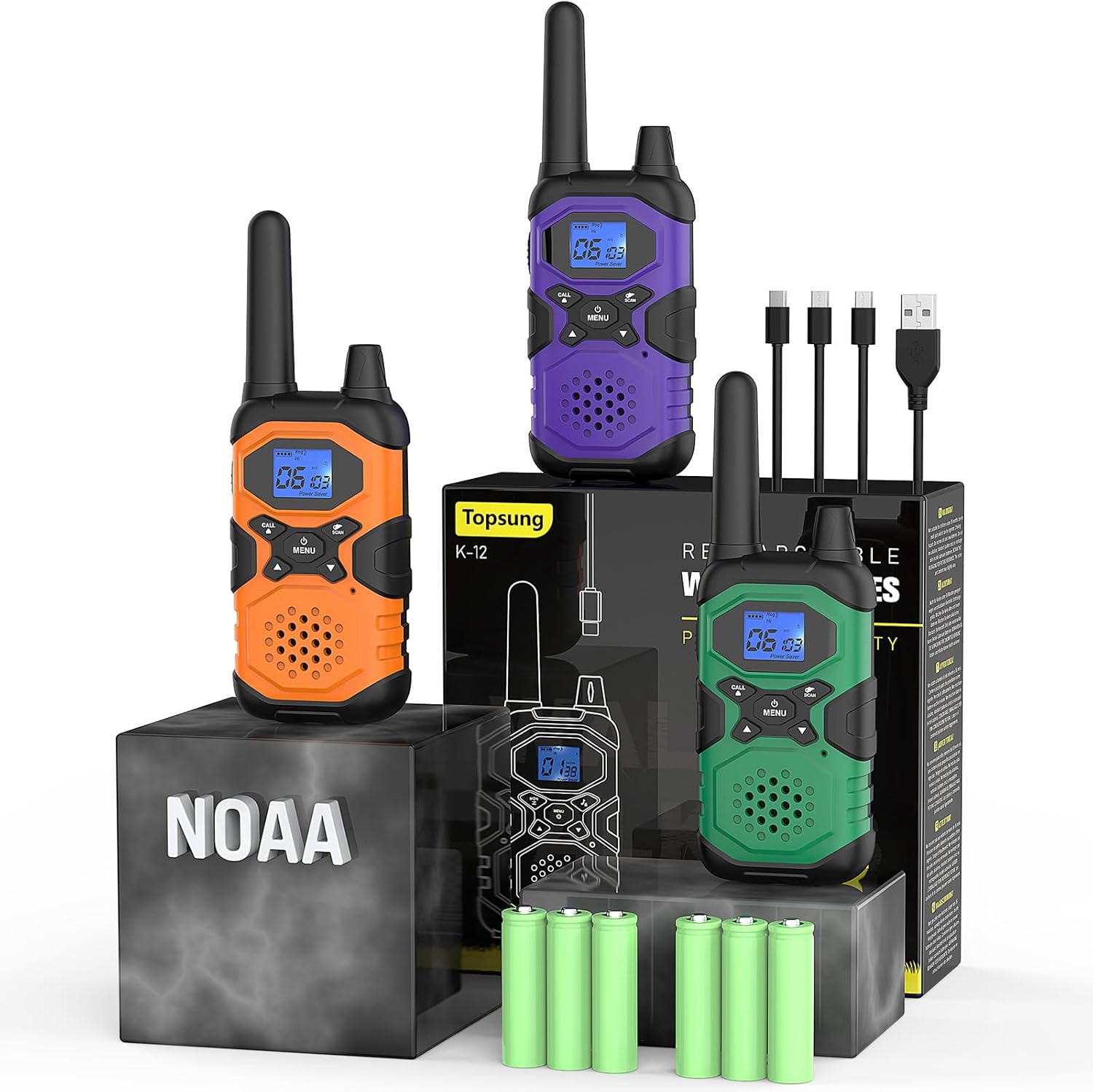 Rechargeable 3-Pack Walkie Talkies for Long-Range Outdoor Use Rechargeable 3-Pack Walkie Talkies for Long-Range Outdoor Use