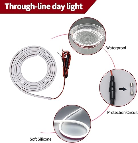 Miniatura 3 de GKmow Paquete de 1 tira de luces LED para automóvil, 70 pulgadas, impermeable, flexible, tira de luz de circulación diurna para automóvil, luz de