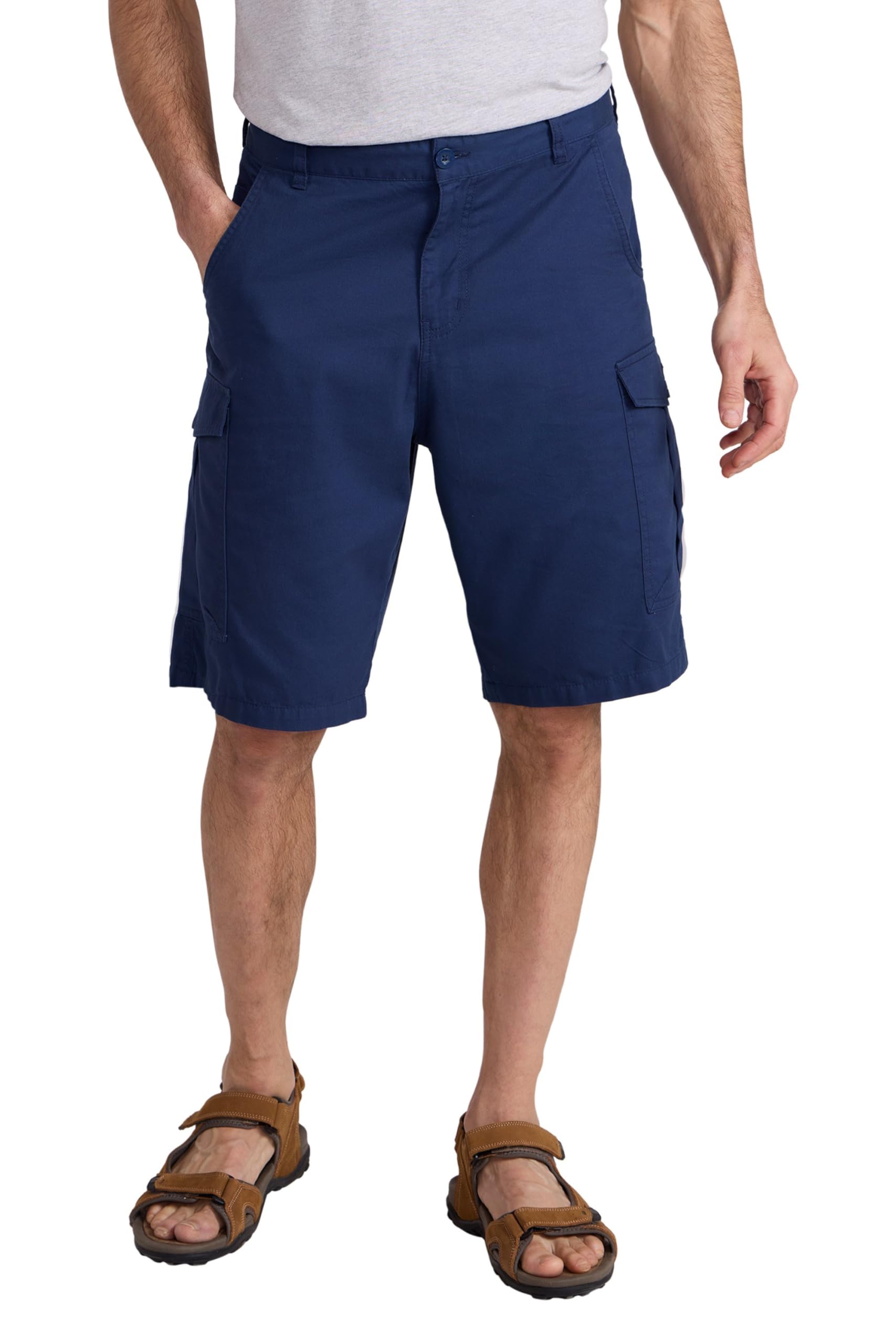 Mountain Warehouse Men's Navy Lakeside Shorts - 100% Durable Twill Cotton Cargo Shorts, Durable Shorts, 6 Pockets - Spring Summer, Walking, Running, Hiking & Camping W38