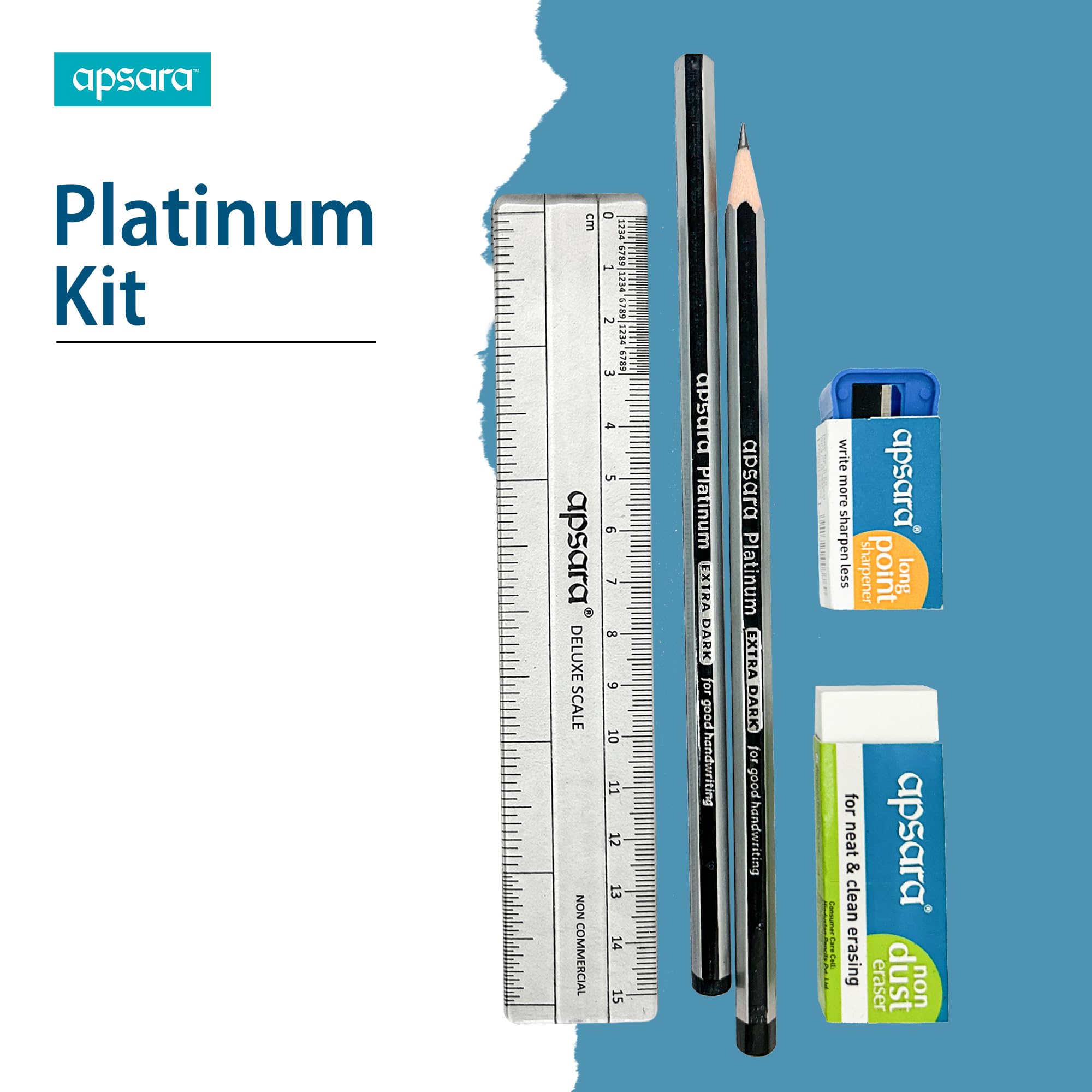 Apsara Platinum Kit | Attractive Stationery Kit | Stationery Kit Ideal for Gifting | Includes Pencils, Sharpener, Eraser, Scale | Use For School,College Student & Professionals | Pack of 20 - Image 5 thumbnail