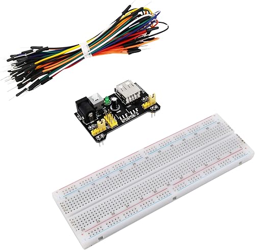 1 juego de electrónica divertida (1 módulo de fuente de alimentación + 1 tabla de pan de 830 puntos de amarre sin soldadura + 65 cables de puente) disponible en Yaxa Venezuela