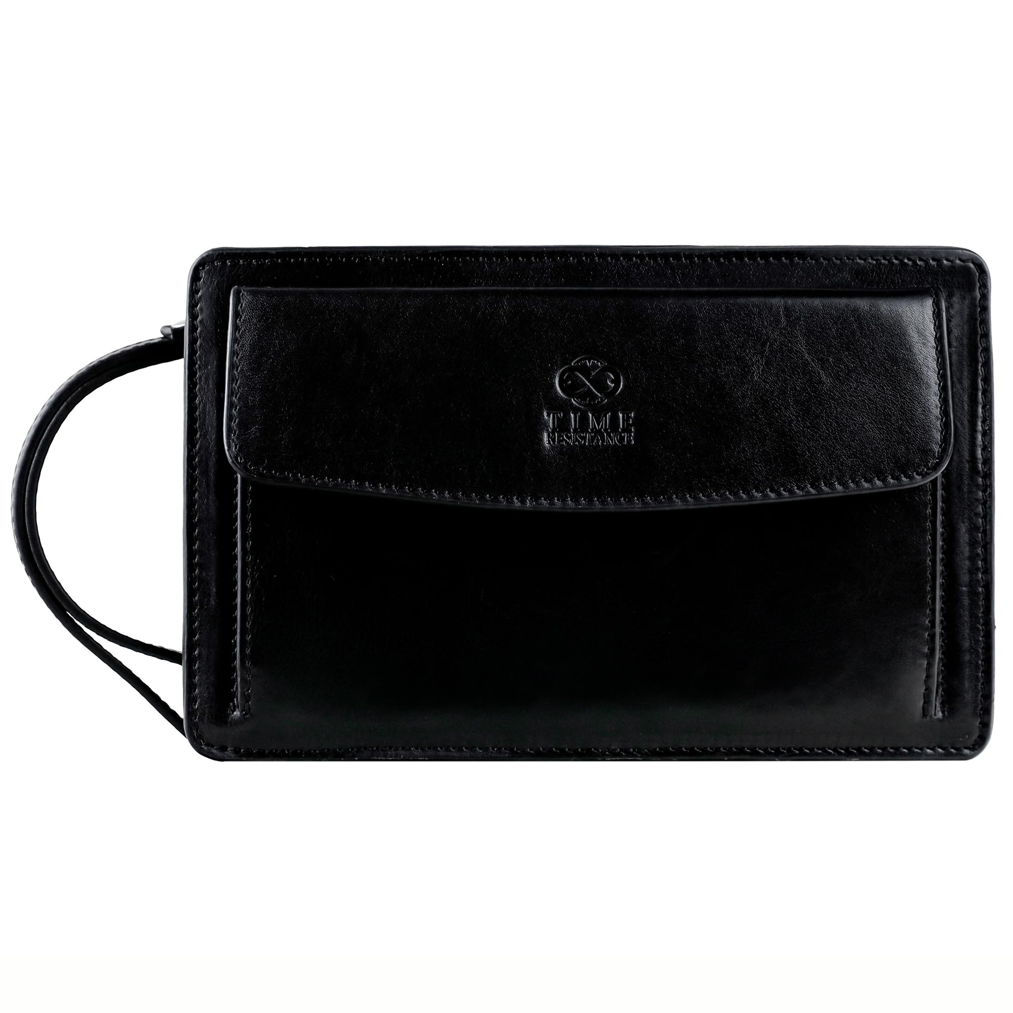 Time Resistance Leather Clutch for Men Organizer Wrist Bag Briefcase Handmade in Italy Gift Box Included