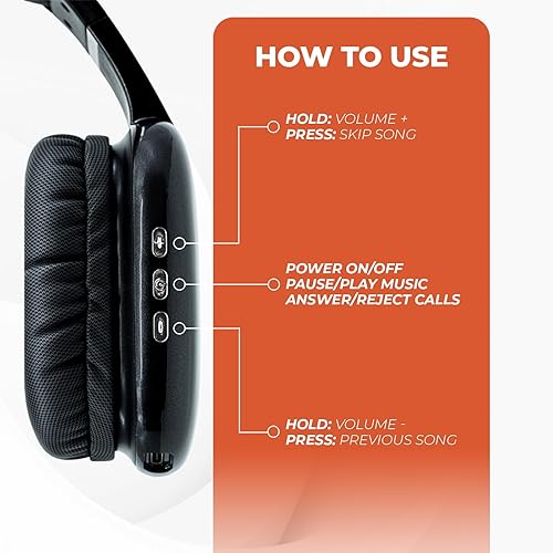 Miniatura 3 de iJoy - Auriculares ultra inalámbricos con micrófono, auriculares Bluetooth inalámbricos recargables sobre la oreja con 10 horas de reproducción,