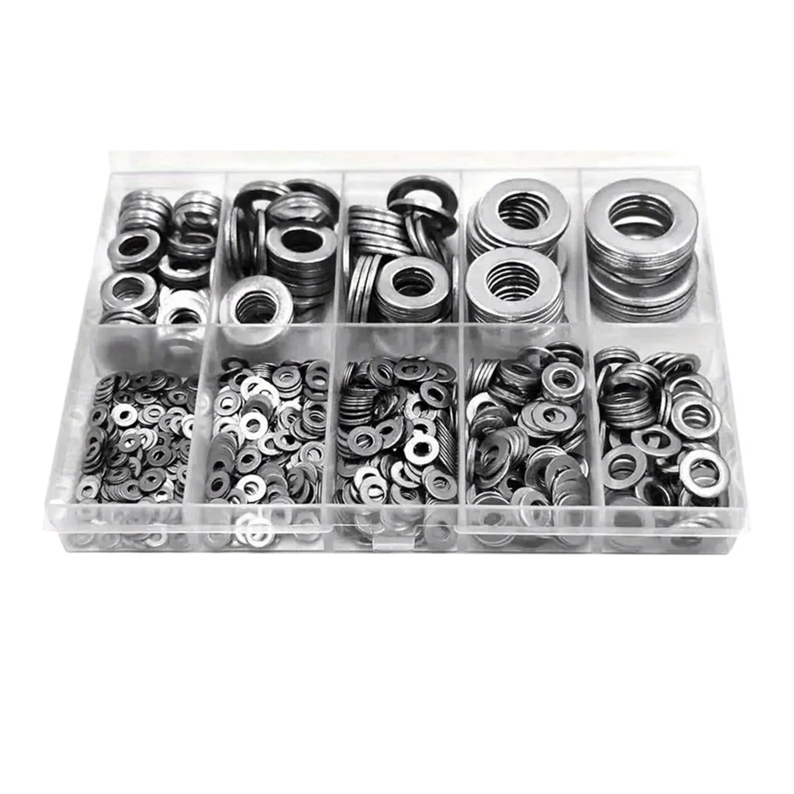 Rondelles Metal Kit d'assortiment de rondelles simples en acier inoxydable, 900 pièces, M2-M12 for les projets de machines de bricolage, accessoires de quincaillerie de fixation à vis