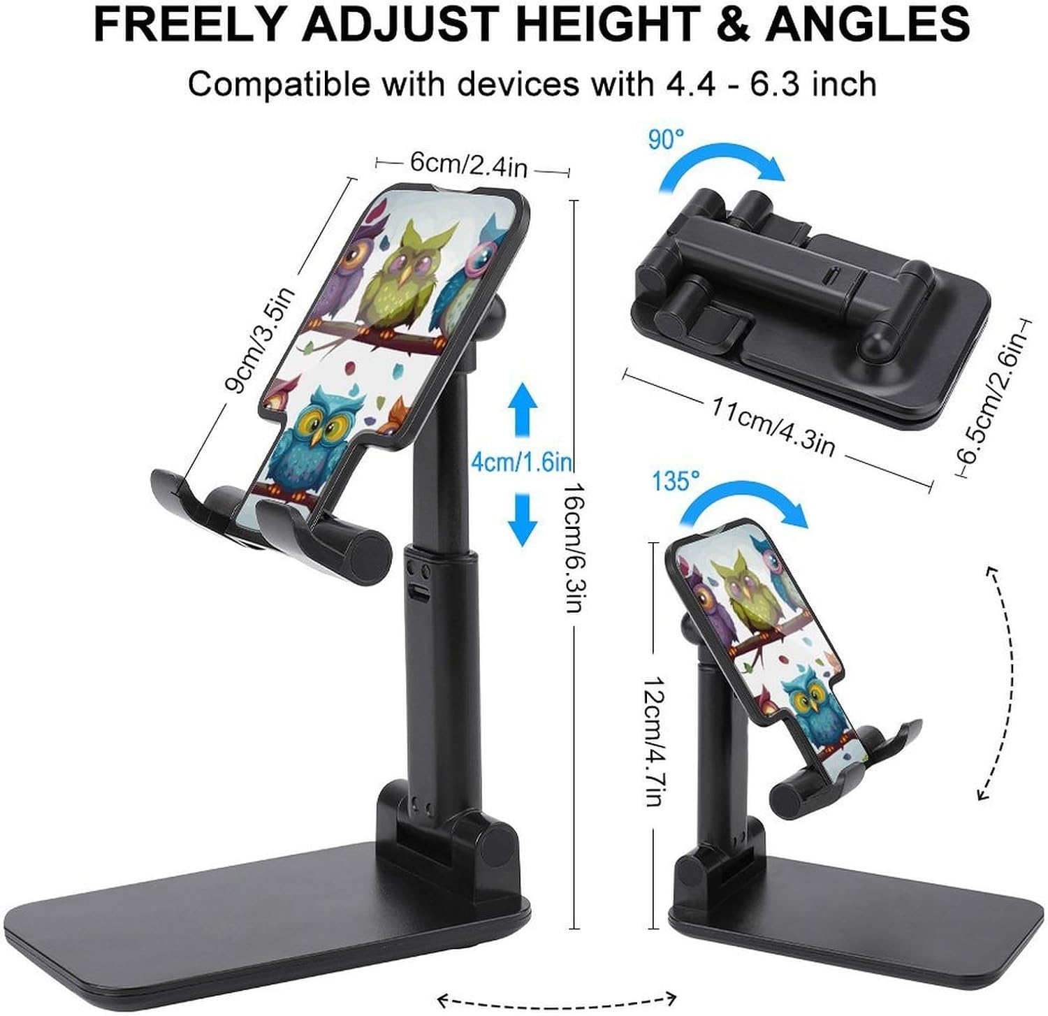Owls Birds Foldable Phone Stand for Desk Taller Stand image 2
