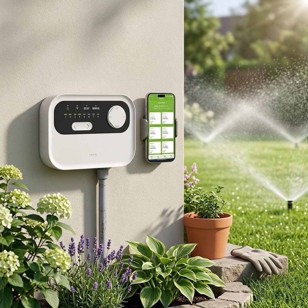 Controller intelligente per irrigazione a 8 zone, WiFi, basato sul tempo, computer di irrigazione, 8 zone, controllo tramite app, sistema di irrigazione da giardino, 8 valvole, per irrigatore WiFi, 24