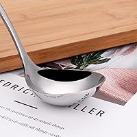 Vista 4 de Cucharón de sopa de acero inoxidable SUS304 de 2 onzas para servir, cucharón de salsa de 9.5 pulgadas (plateado) (juego de 2)