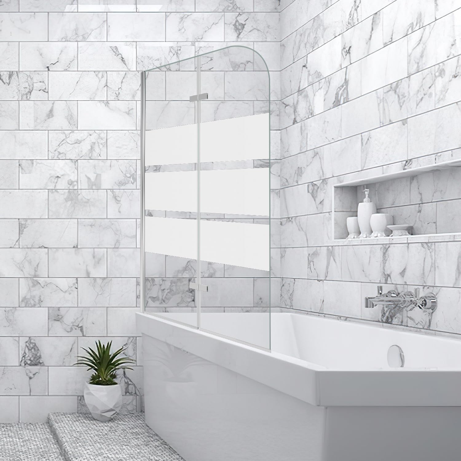 Parete doccia pieghevole per vasca da bagno, 110 x 140 cm, 2 pezzi