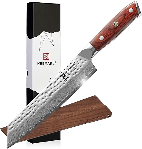 Nakiri Cuchillo de chef de Damasco, Cuchillo de cocina japonés de 8 pulgadas, cuchillo de verduras asiático japonés AUS10, Damasco Super Acero,