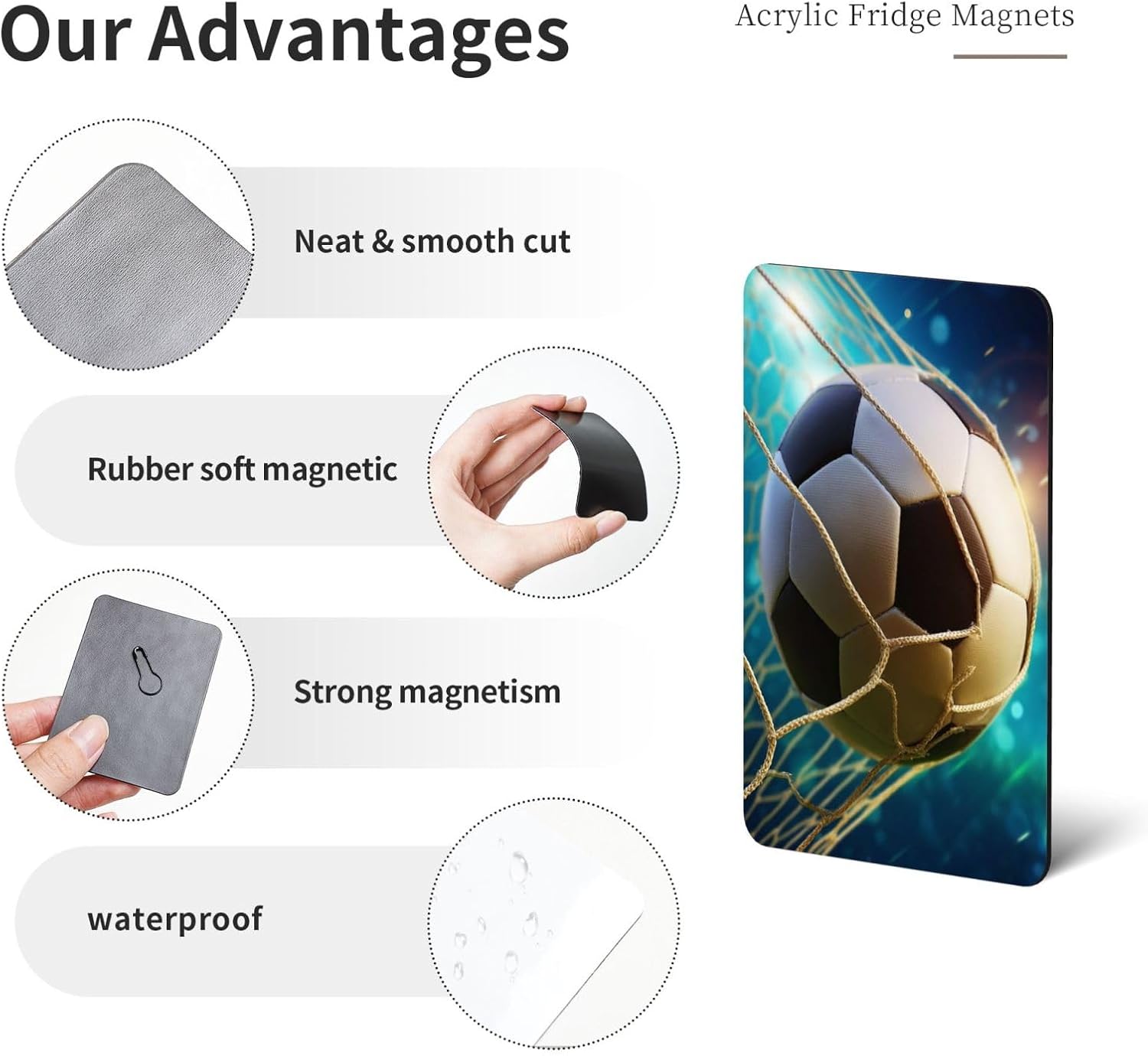 Fridge Magnets Waterproof Heavy Duty Small Magnets for Fridge Goal Soccer Refrigerator Magnets Mini Round Cute Decorative Magnets for Crafts Home Kitchen Office Whiteboard Decor image 2