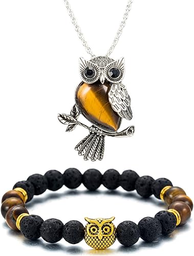Miniatura 2 de Softones Collar de búho, collar de cristales curativos para mujeres y hombres, collar de piedras preciosas de energía espiritual de reiki, juego de
