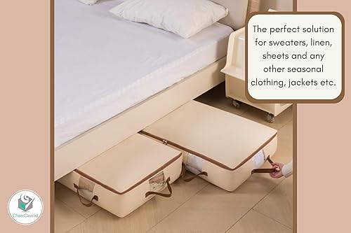 Miniatura 7 de Bolsas de almacenamiento de lona debajo de la cama, paquete de 2 contenedores para juguetes, ropa, zapatos, etc. Bolsa organizadora debajo de la