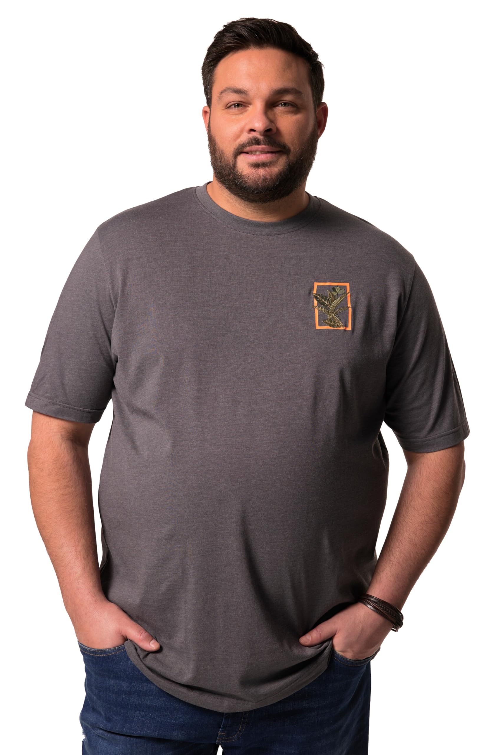 Men Plus Herren große Größen Übergrößen Menswear L-8XL T-Shirt, Halbarm, Print, Melange-Jersey 839736