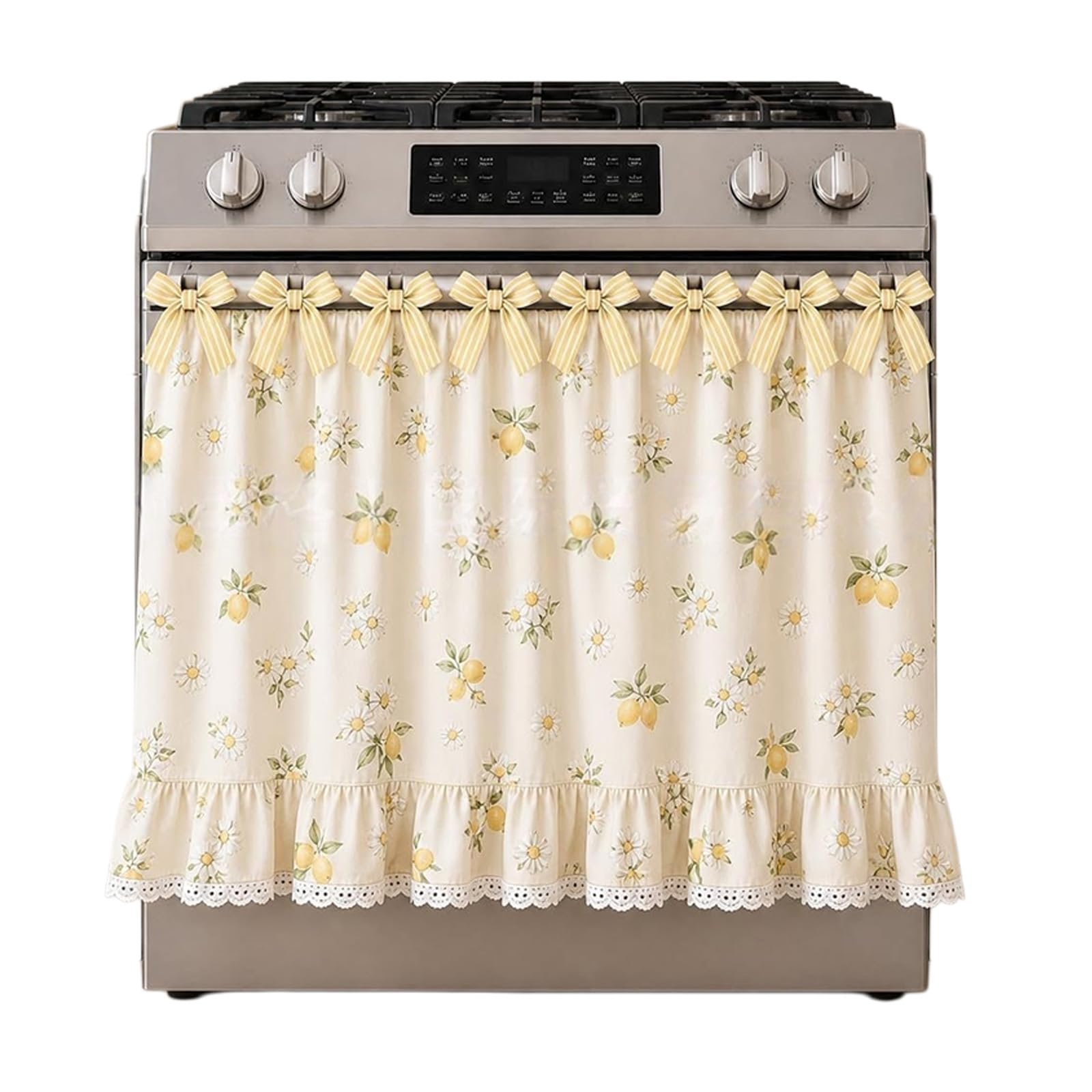 TFAOYS Farmhouses Cooktops Stove Skirts Oven Curtain with 9 Ribbons for Adjustable Fit on Standard Ovens Cotton Blend Stove Skirt
