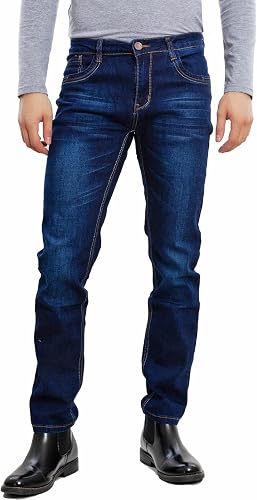 Toocool - Men's Regular Fit Jeans, Cotton Trousers, Medium Waist Jeans, Black, Gray and Blue Jeans for Men, Men's Work Jeans LE-2487 [34, Blue] - 4