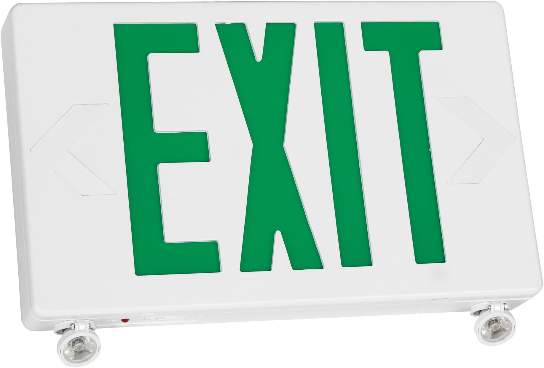 TCP 2 LED Adjustable Exit/Emergency Combo, Green Letters with White Housing