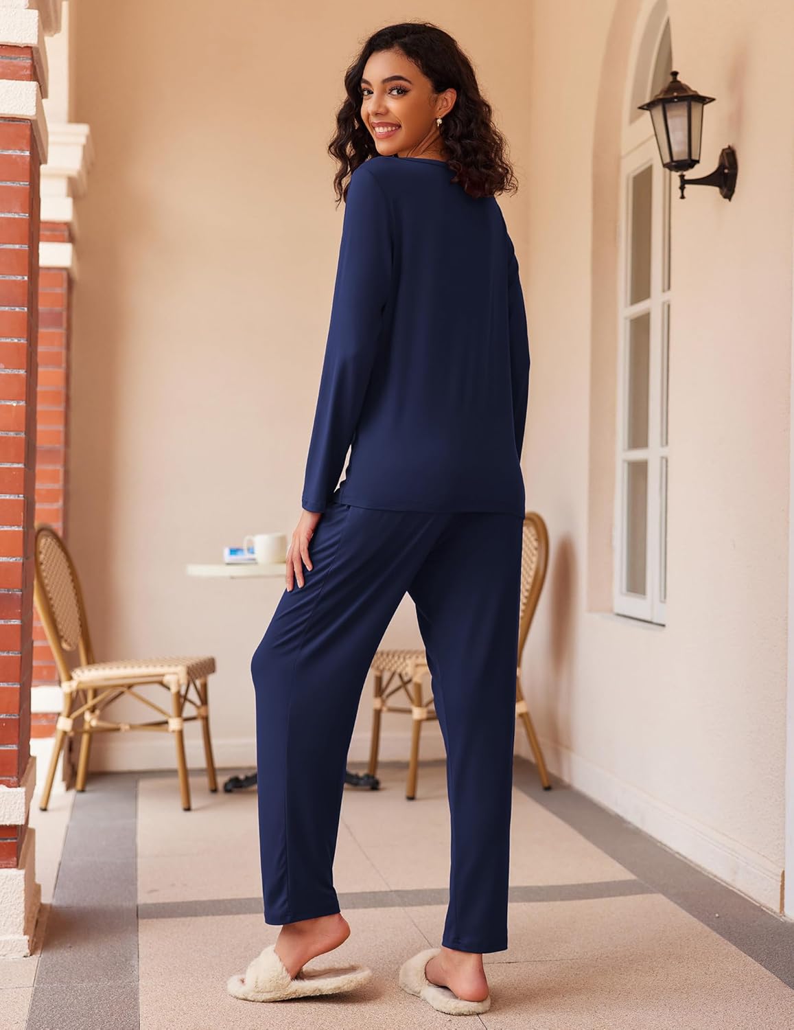 Ekouaer 2 Pack Womens Pajama Sets Long Sleeve Pjs Lounge Set Soft Comfy Sleepwear Winter Loungewear - Image 2