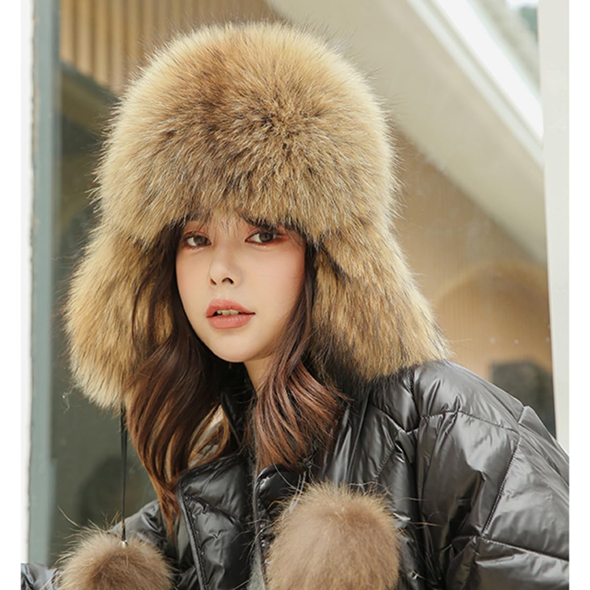 Cappello da Cacciatore in Pelliccia Sintetica con Paraorecchie, Berretto da Neve Caldo Invernale Impermeabile Cappello Ushanka Russo da Donna