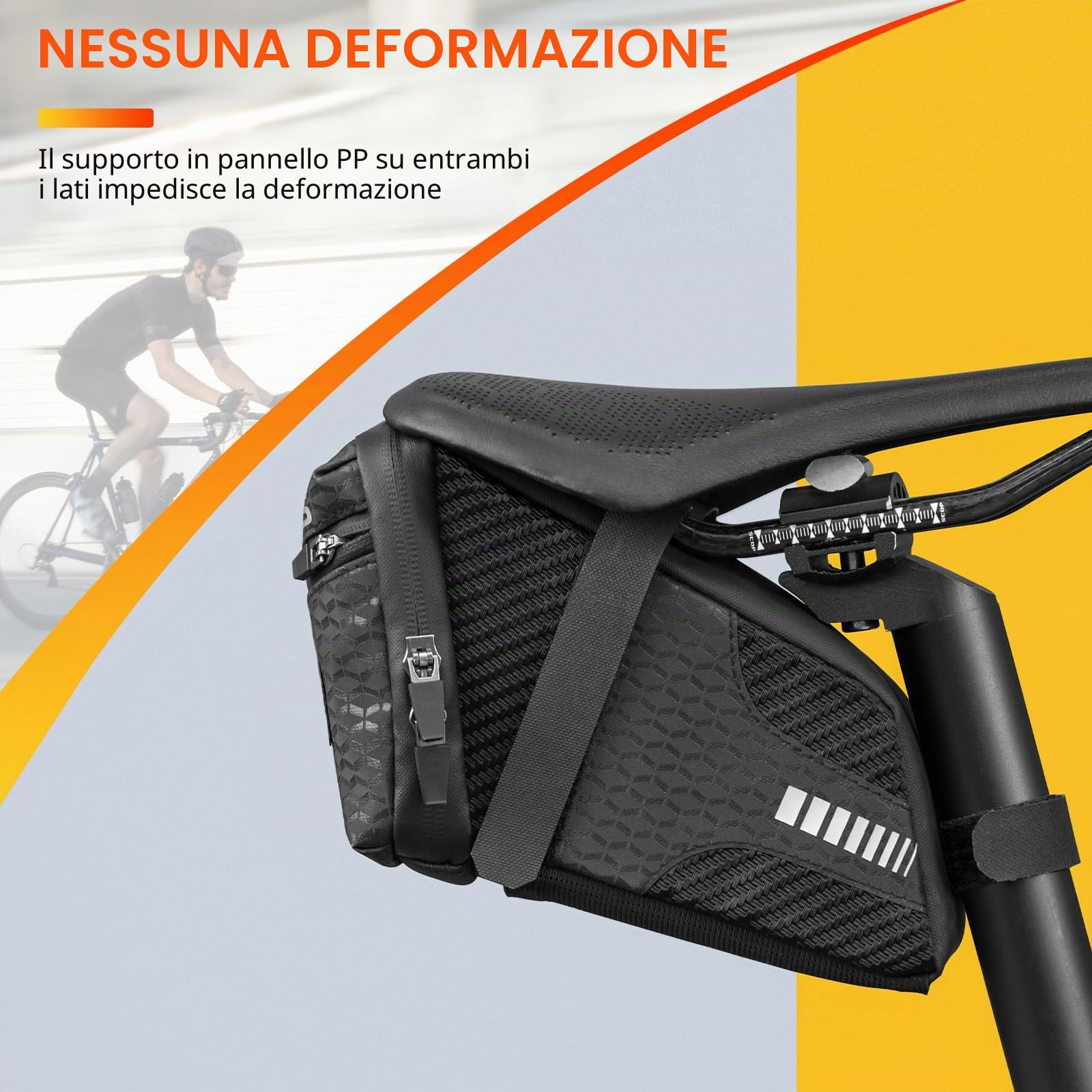 ROCKBROS Borsa Bici Sella Bicicletta Borsa Sottosella per Bici MTB Installazione Facile Catarifrangente Grande Capacità 1.5L Ultra-Leggero