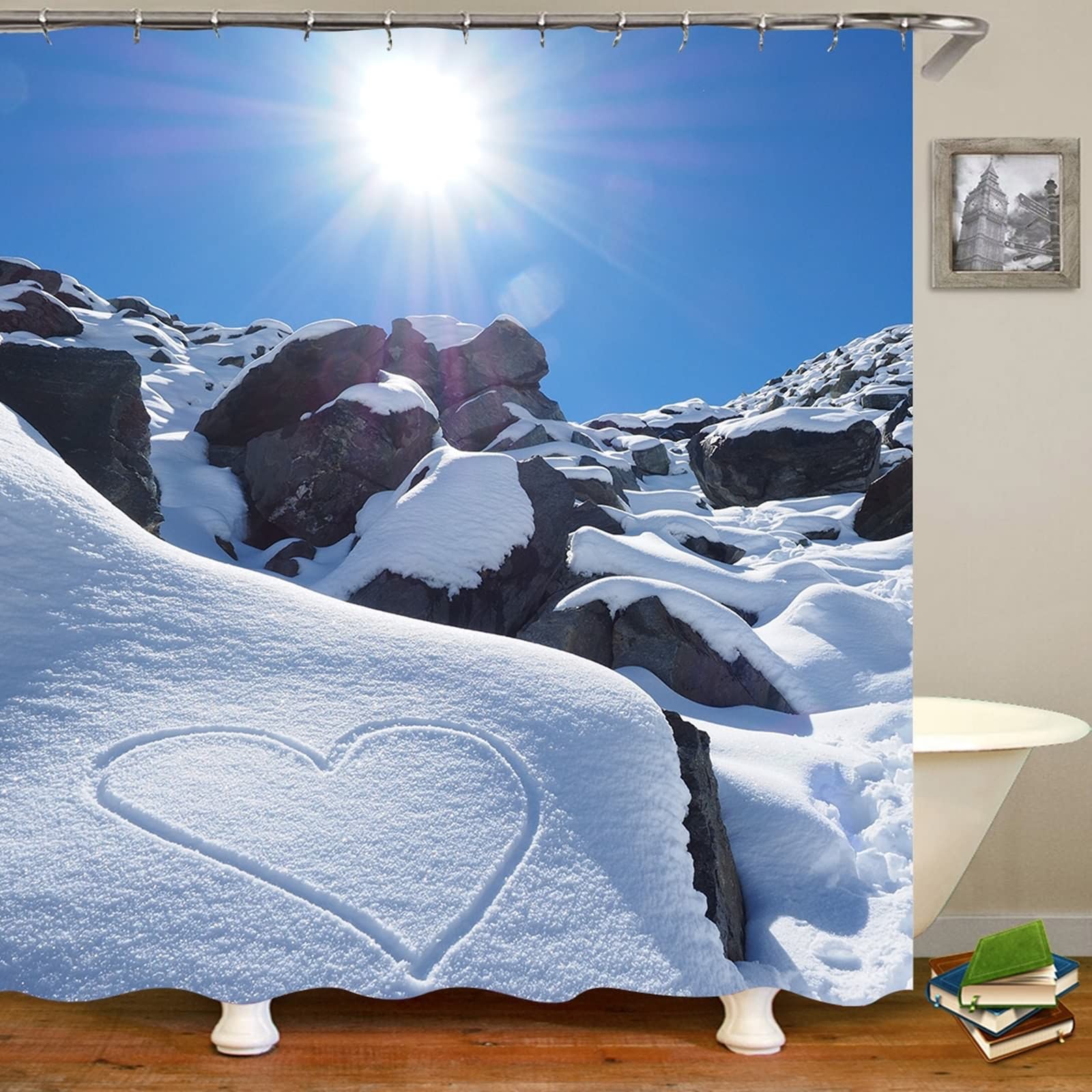Rideau de douche salle de bain polyester imperméable 180x200 rideau douche imprimé montagne
