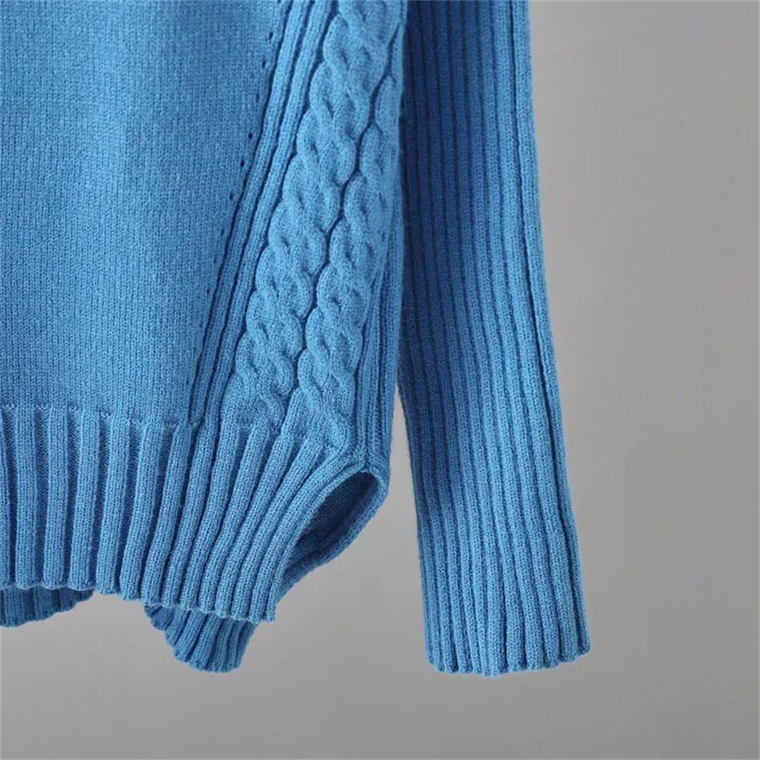 Tuta da donna lavorata a maglia, maglione a collo alto spesso, set da 2 pezzi, con coulisse, pantaloni harem