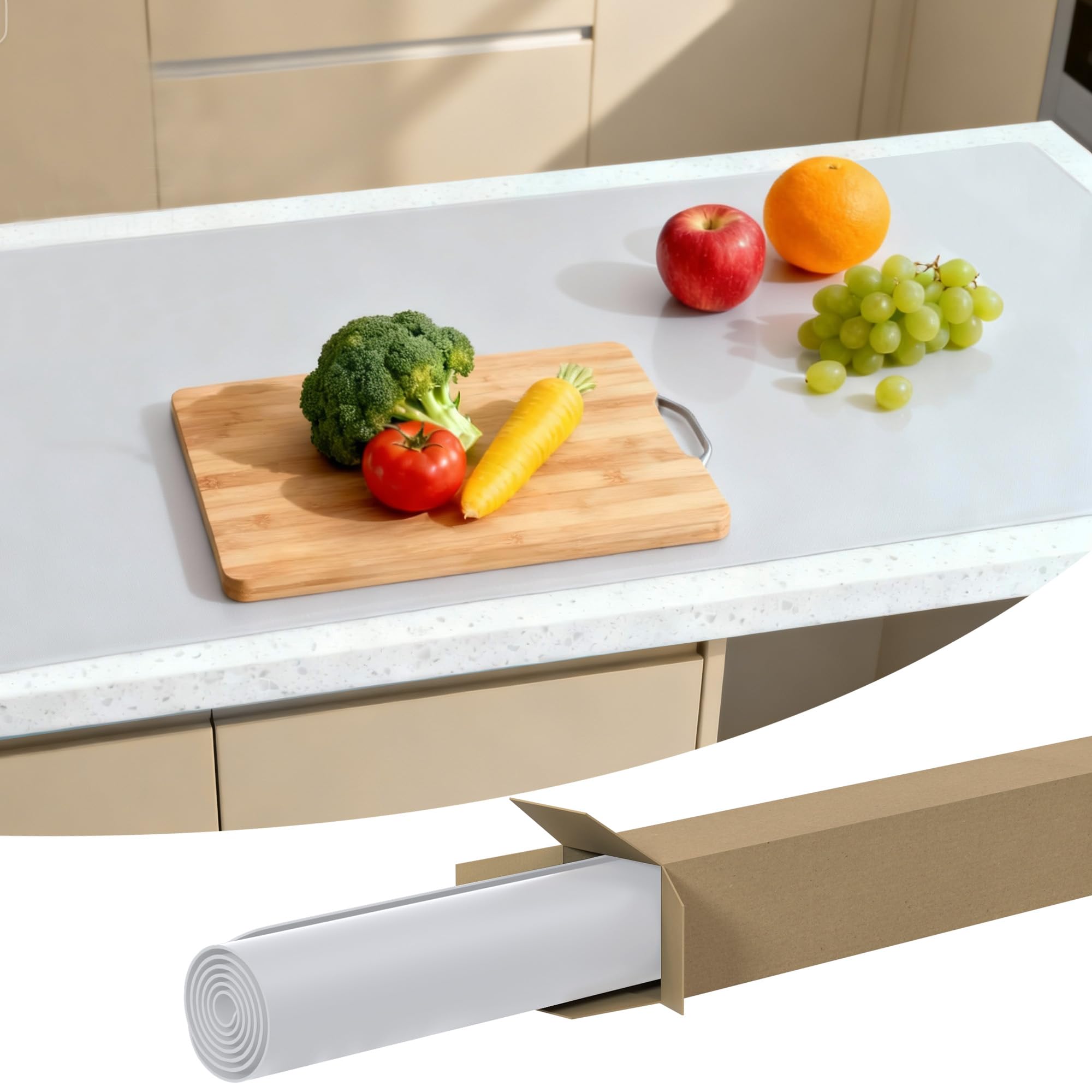 ​​SOSMAR Large Silicone Mats for Worktops 120x60x0.2cm, Heat Resistant Waterproof Nonstick Kitchen Counter Protector, Non-Slip Silicone Sheet for Resin, Craft Painting, Table Placemat - Grey