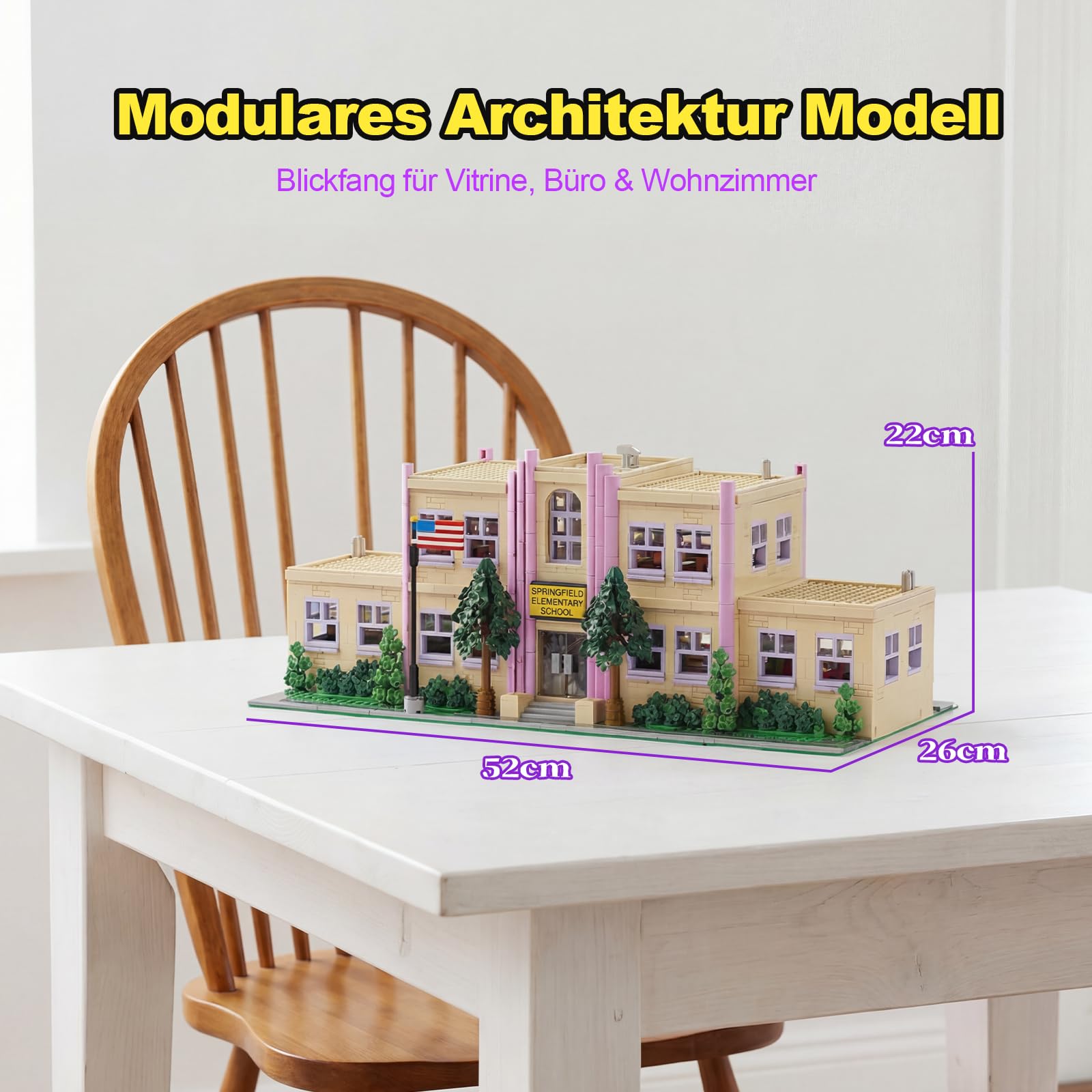 Springfieid Klemmbausteine Haus Set für Erwachsene - 3500 Teile Simpsan Schule Film Architekture Stadthaus Modular Building Compatible mit Barweer