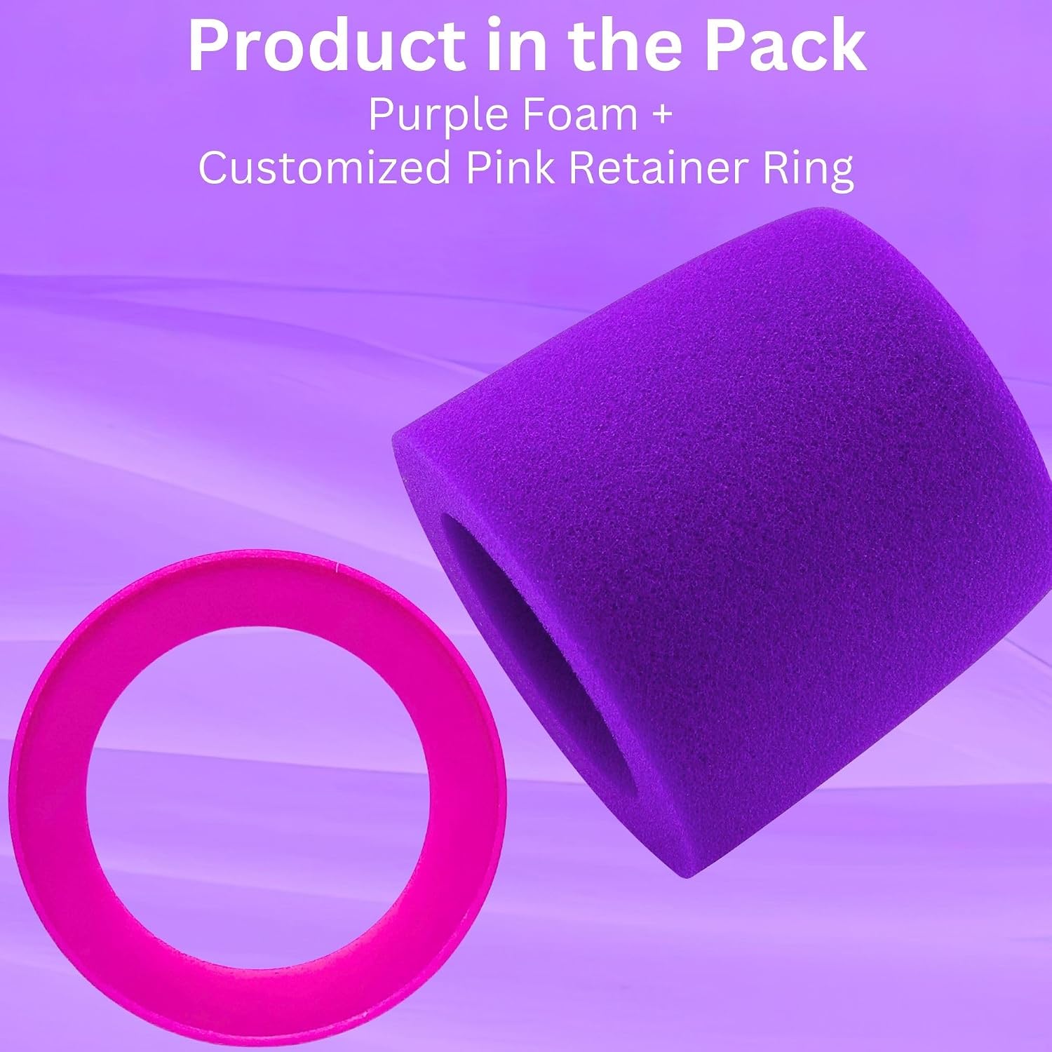 MV7 High Density Purple Foam Windscreen for Shure MV7 MV7X Microphone Pop Filter Replacement with Matching Pink Retainer Ring for Gaming Podcasting Streaming
