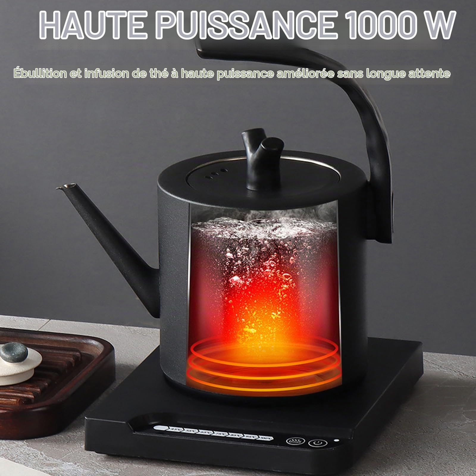 Bouilloire électrique En Acier Inoxydable, Bouilloire électrique à Col De Cygne 1L ThéIère 1000W Avec Contrôle De Température Protection Contre Les Hautes Températures Et Arrêt Automatique