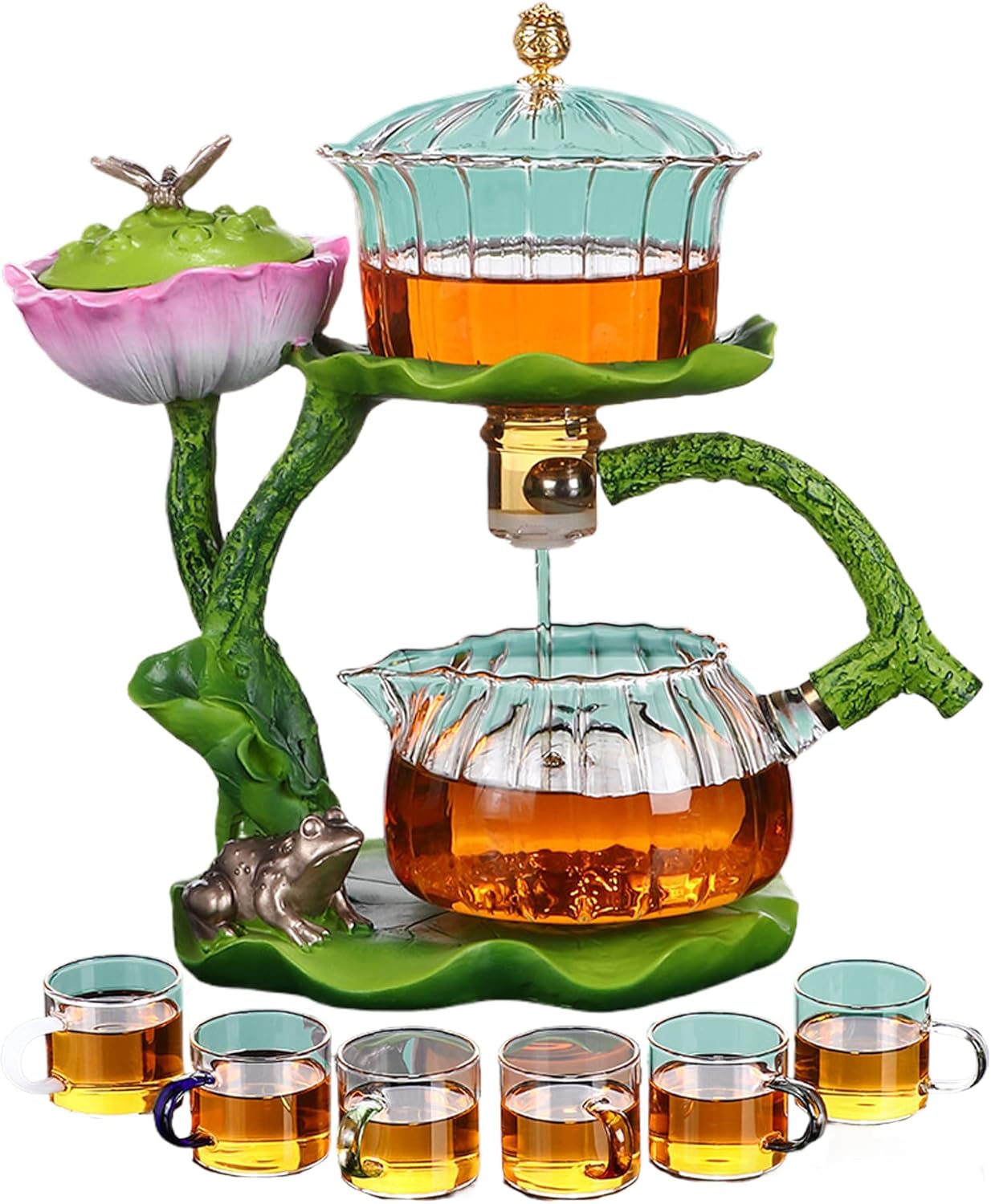 Amazon.com | Glass Teapot with Infuser, Semi-Automatic Lotus Magnetic ...