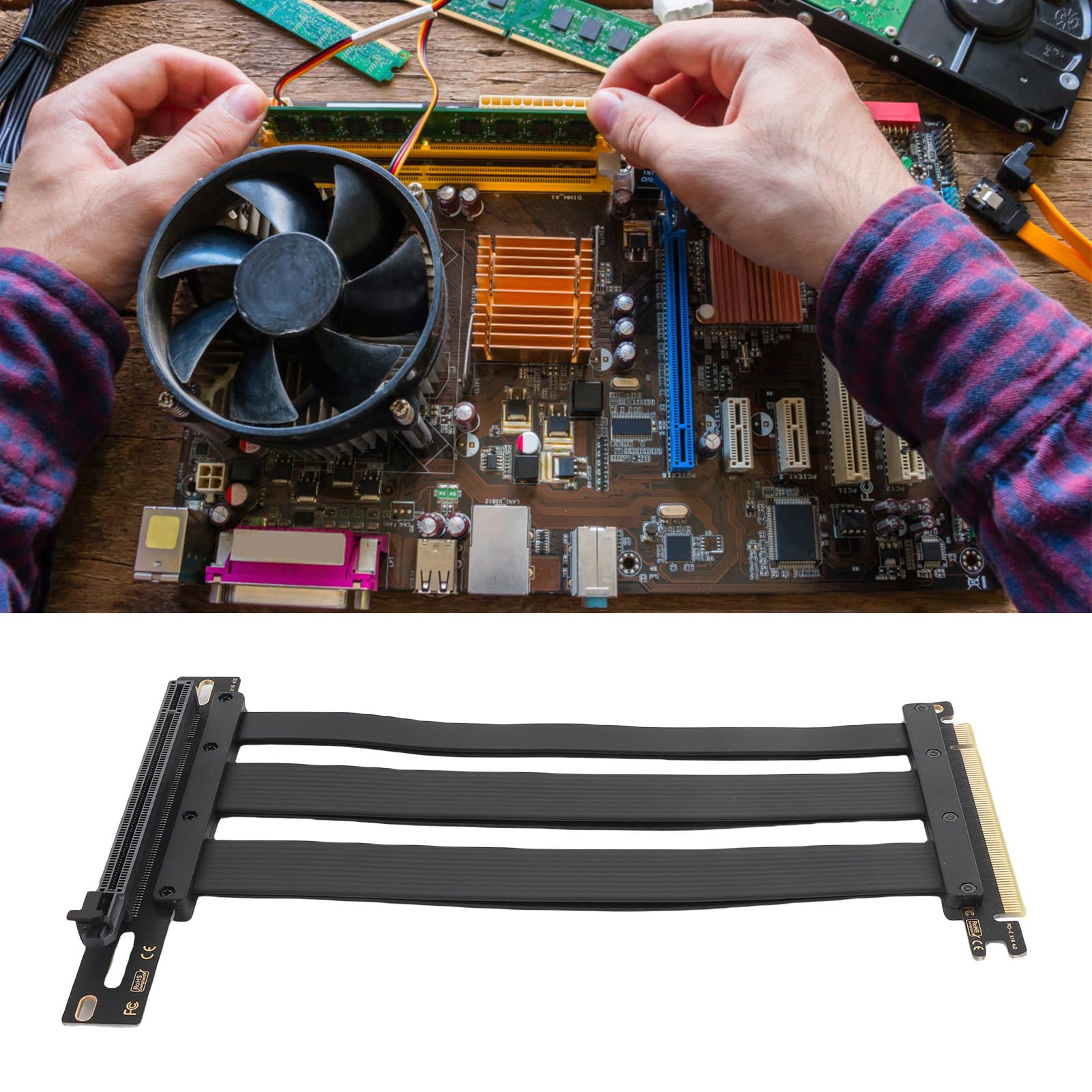 Generic Kabel Nośny GPU, Szybki, Elastyczny Kabel Przedłużający PCI E 4.0 X16 do Obudowy Komputera PC (25CM)