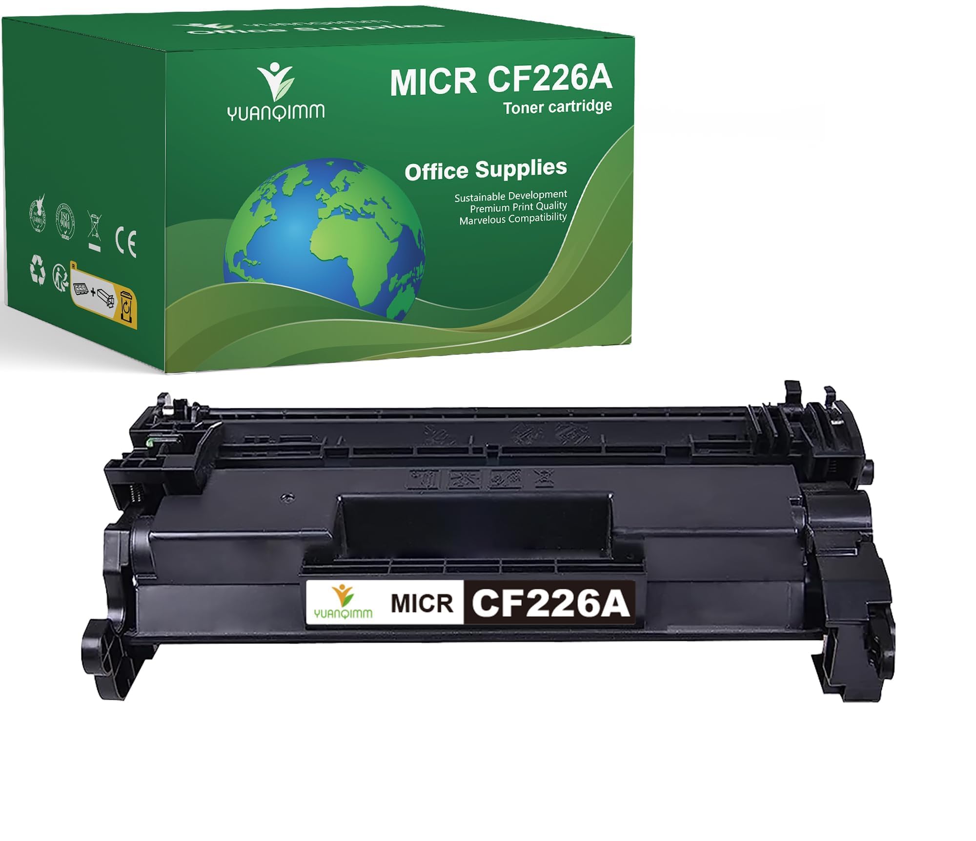MICR CF226A CF226X 26A Cartouche de toner pour imprimantes HP Pro Laser M426fdn M426fdw M402 M402n M402dn M402dw Remplacement pour imprimante HP MICR CF226A 26A CF226X (1 noir)