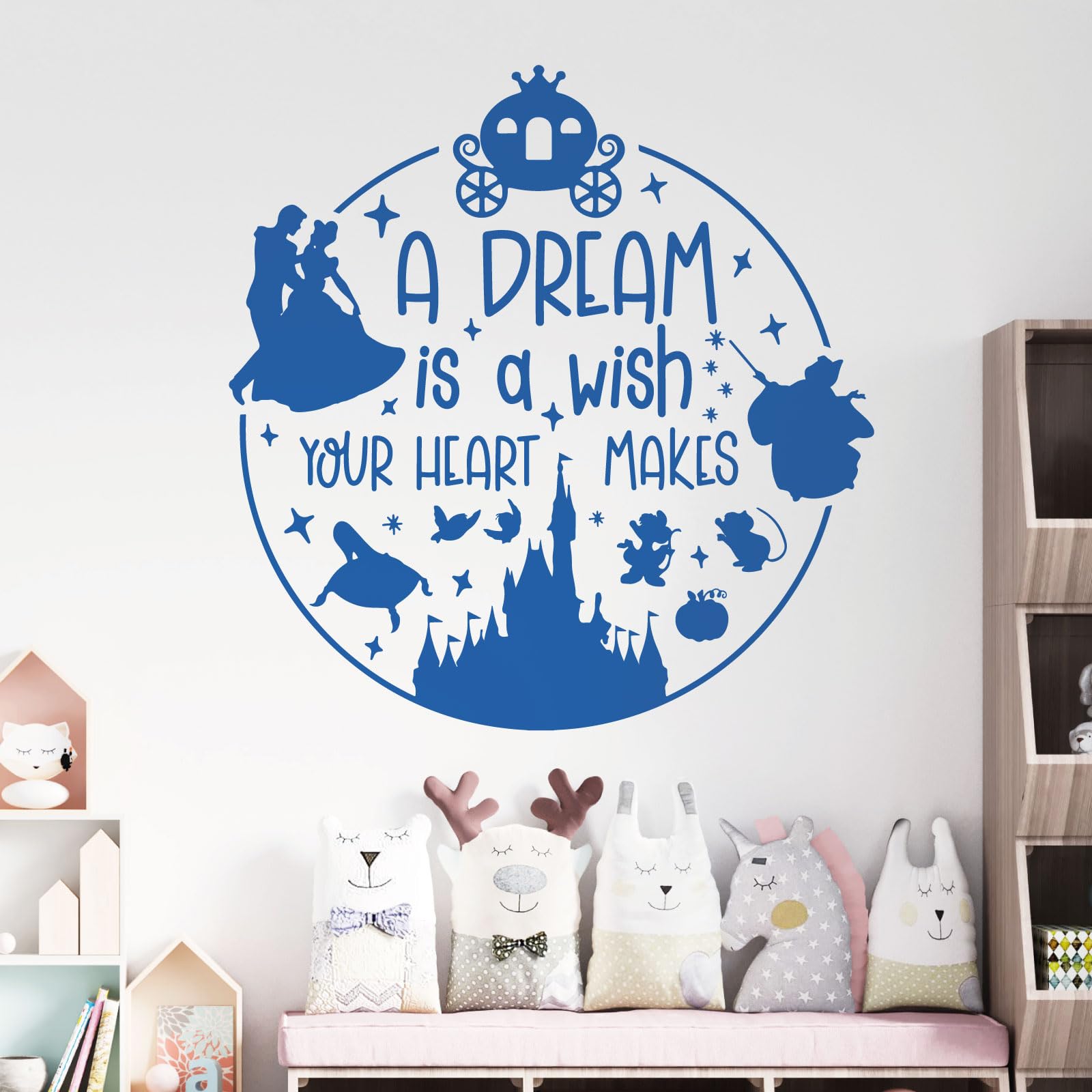 A Dream is a Wish Your Heart Makes - Cinderella Inspired Children's Vinyl Wall Decal Sticker [Large] [Marina]