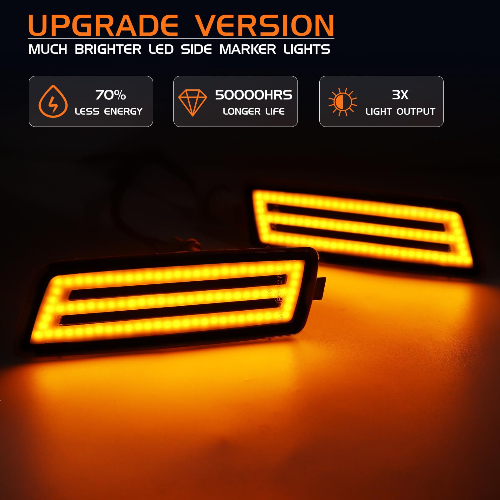 FetonAuto Smoked Lens Amber Full LED Front Side Marker Light for Volkswagen 2006-2009 MK5 Golf GTI Rabbit 2005-2010 Jetta 2008 R32
