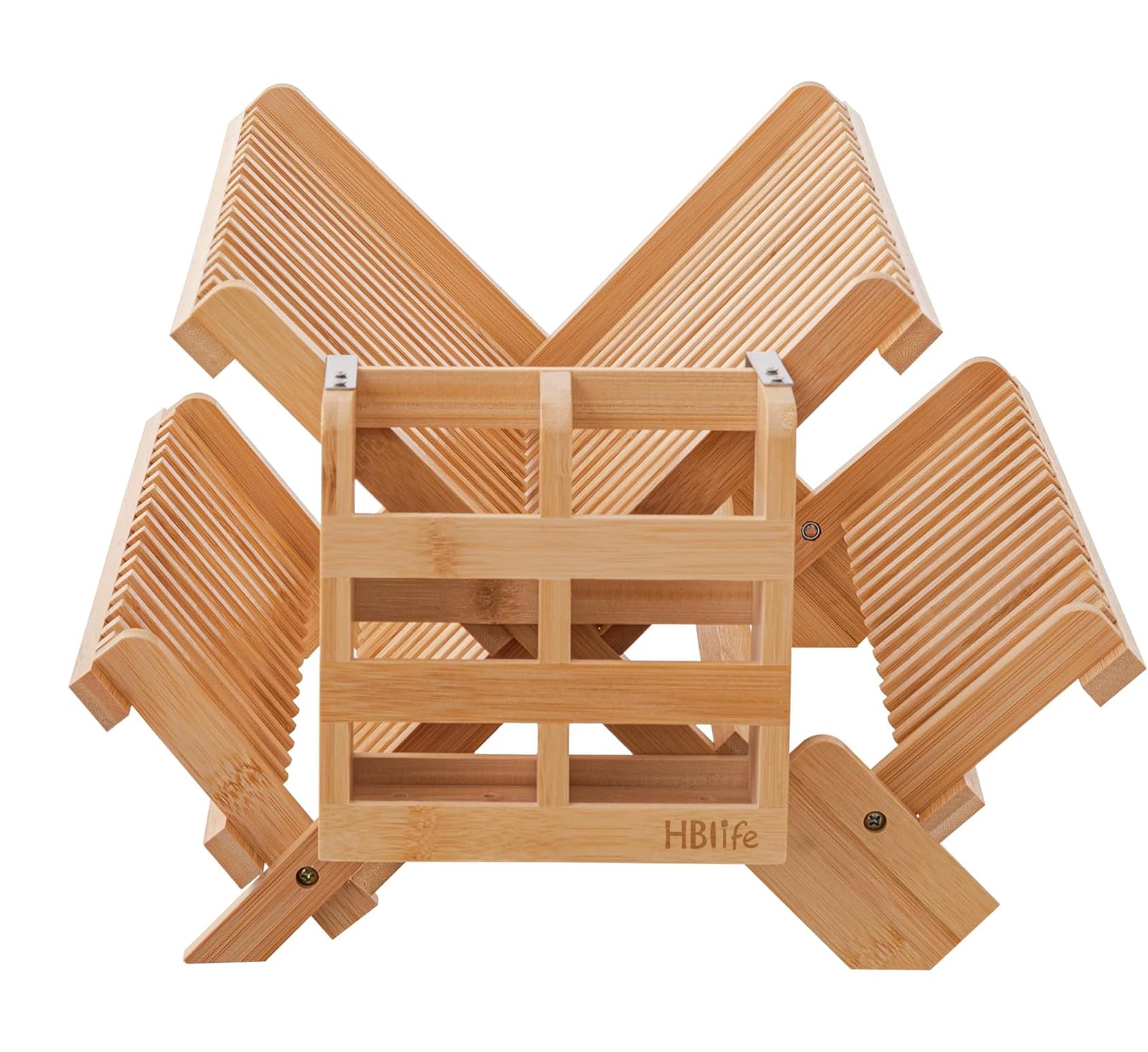 Amazon.com - HBlife Bamboo Dish Drying Rack with Utensils Flatware