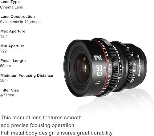 Meike 50 mm T2.1 S35 Manueller Fokus Weitwinkelobjektiv — nuotrauka 4