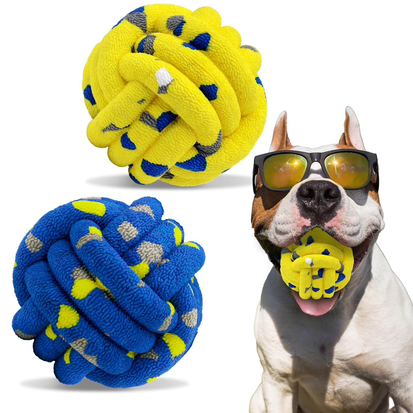 Magicorange Dog Balls 2 Pack Tennis Ball Toys Dog Toy for Aggressive Chewers Indestructible Teething Chew Toys Water