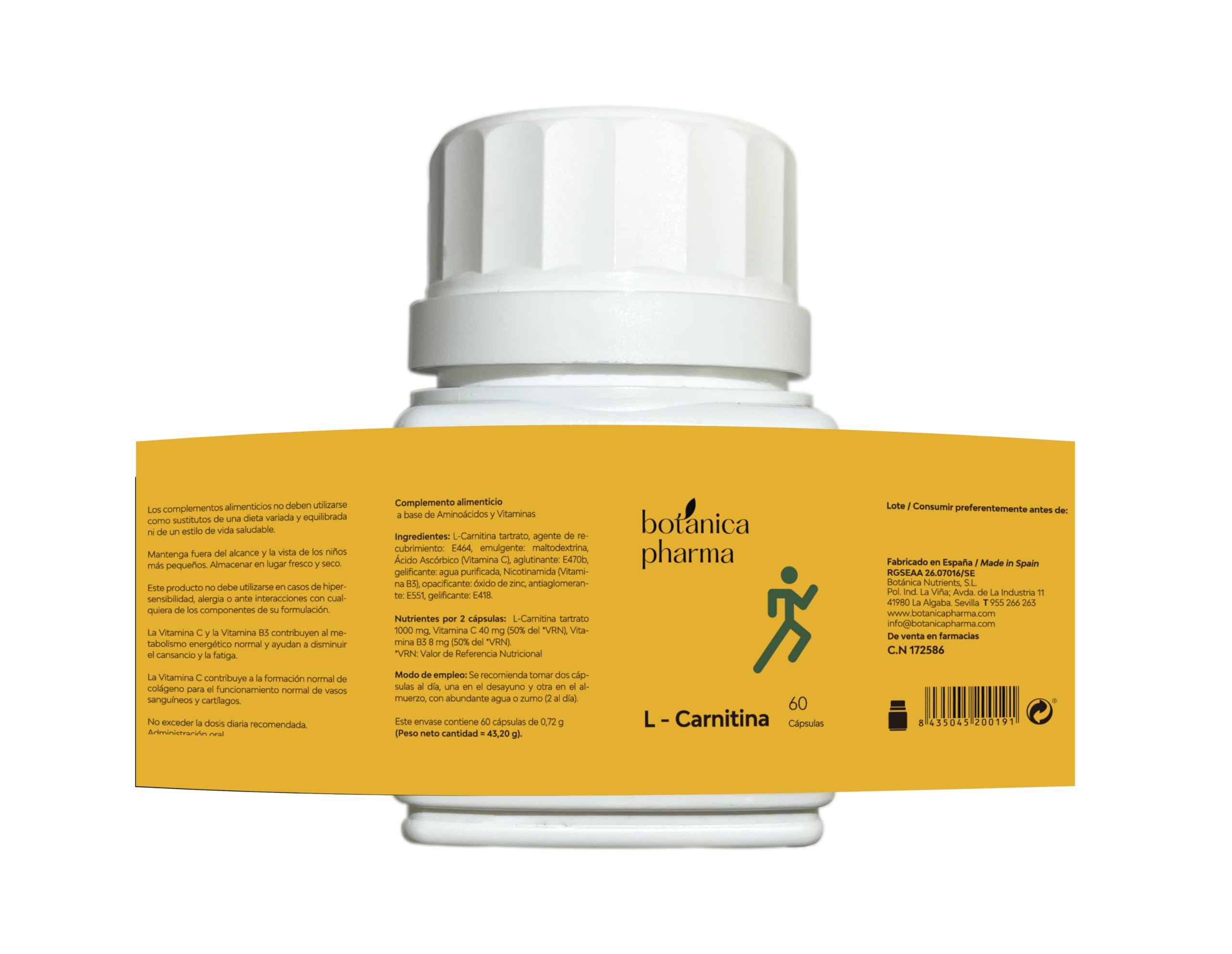 Botanicapharma L-CARNITINA 500 MG. 60 CAPS : Amazon.es: Salud y cuidado  personal