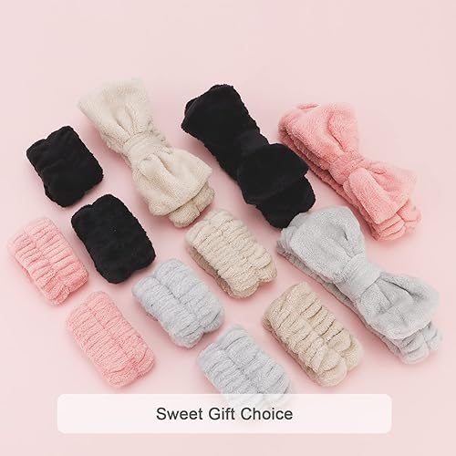 Miniatura 8 de CIEHER 12 diademas de maquillaje para mujer, bandas elásticas para lavarse la cara, bandas de pelo suaves a juego, diadema de spa, diadema de vellón
