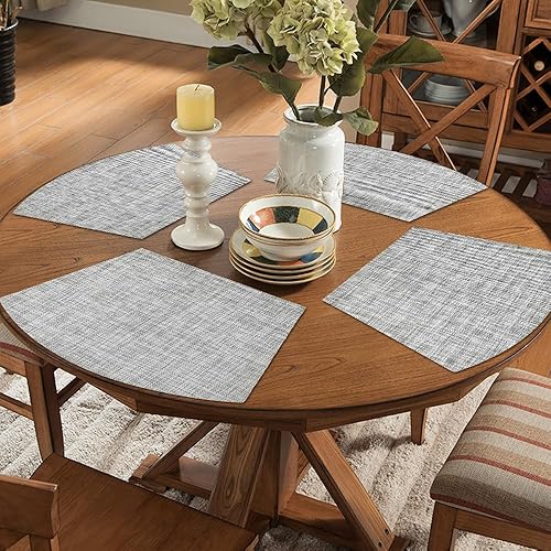 Miniatura 2 de homEdge Mantel individual de PVC, manteles individuales de cuña, manteles individuales de vinilo lavables, para mesa redonda, juego de 4 unidades,