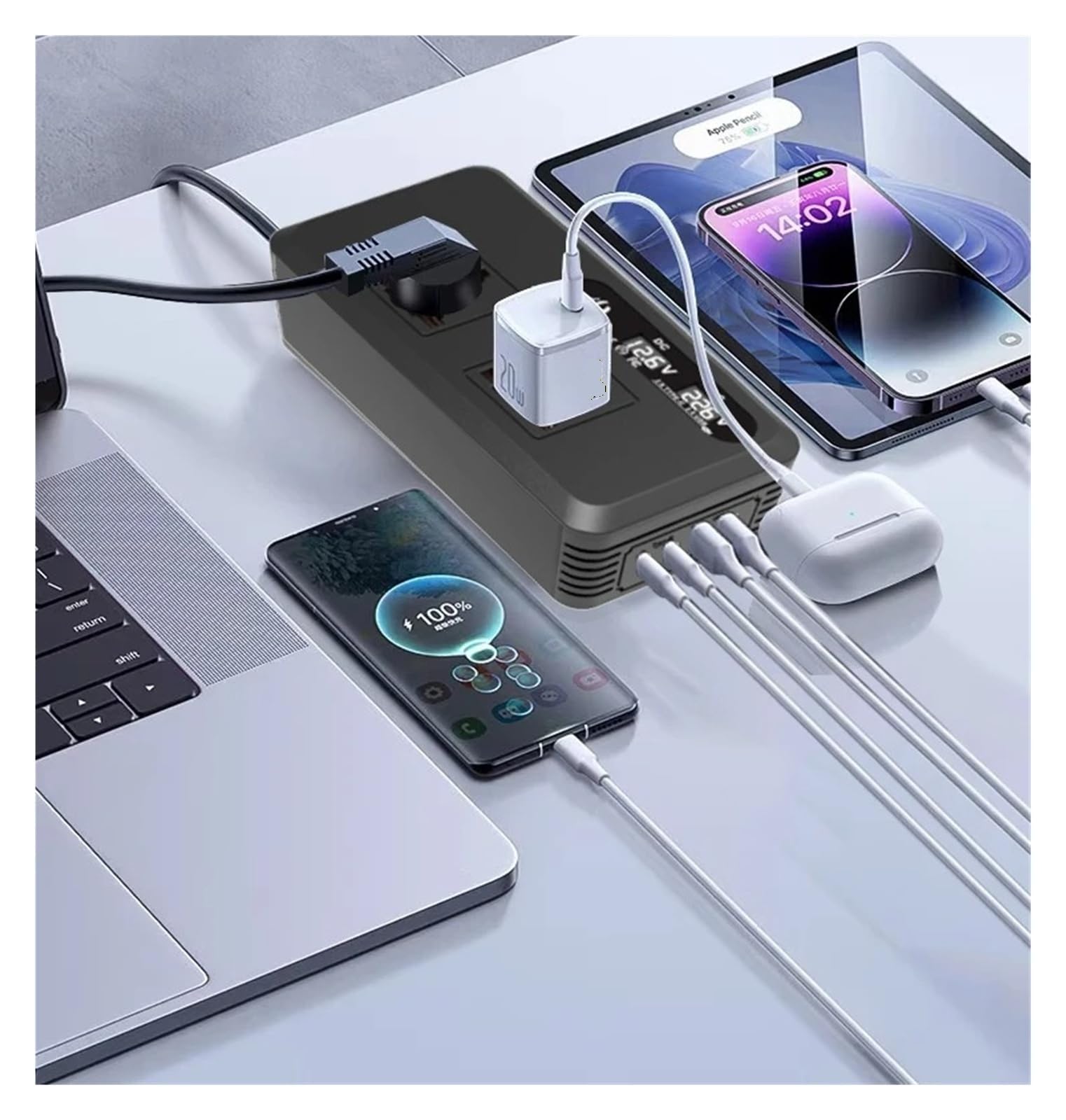 Convertidor Adaptador Transformador Voltaje USB Montado Inversor Coche Portátil Potencia 200W CC 12V A110V/220V Clip Batería Conversión inversor