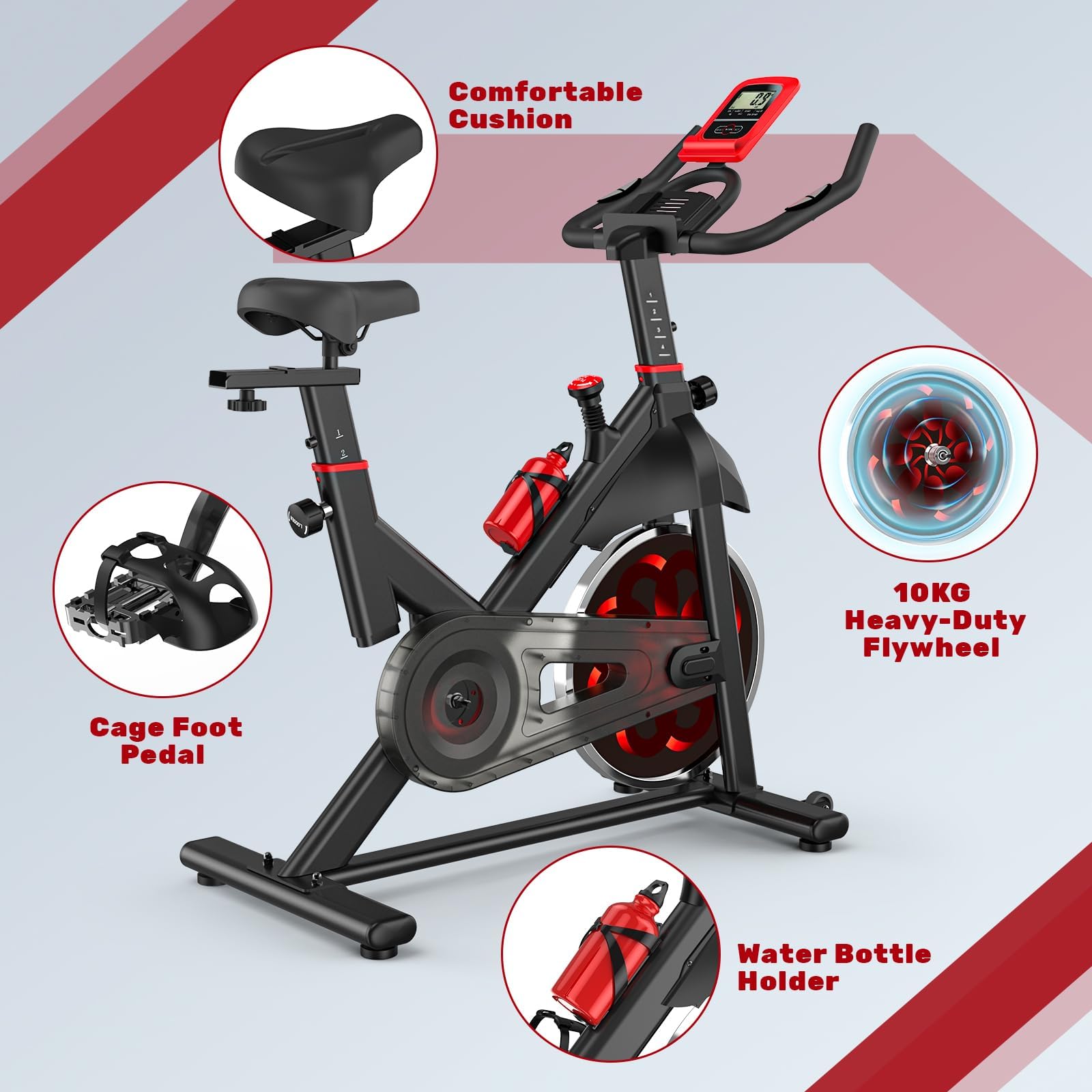 Cyclette Magnetica, Ciclismo Fitness Interno Silenzioso con Resistenza Regolabile, Display LCD, Supporto Tablet, Sella Confortevole, Capacità 150 kg