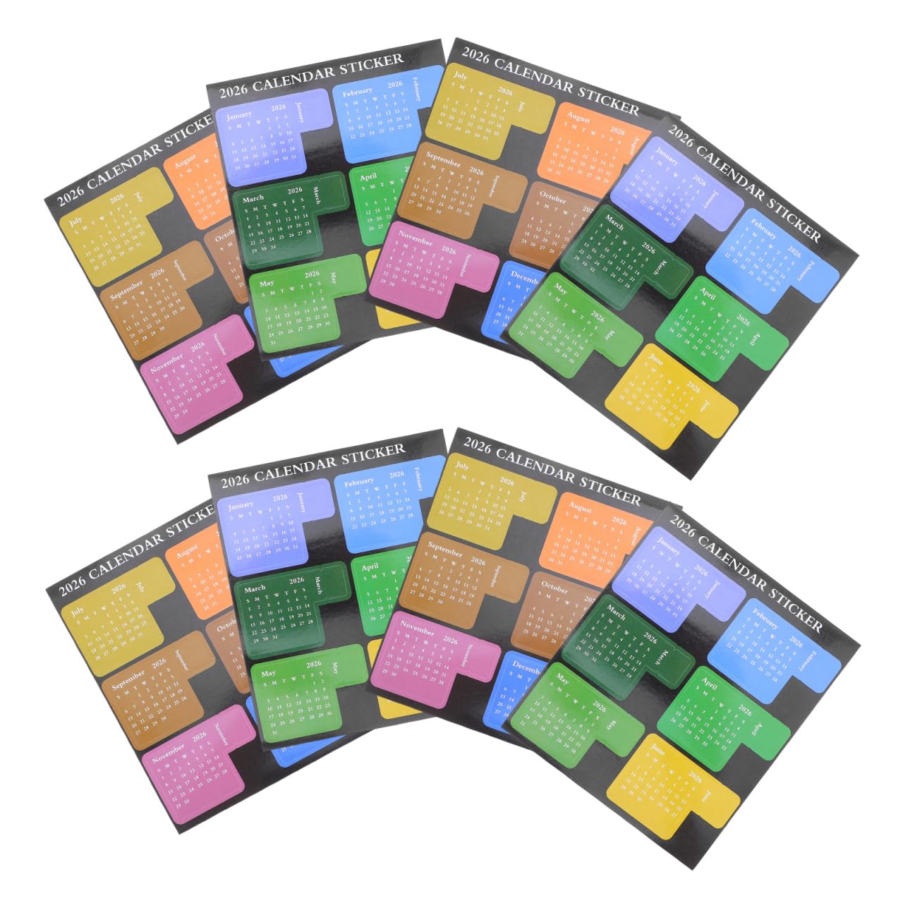 NUOBESTY 4 Sets Planners Monthly Tabs: 2026 Calendar Stickers - Self-Adhesive Notepad Index Tabs for Monthly Organization, Family Agenda Planning, DIY Projects